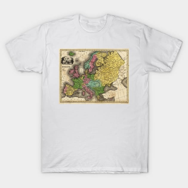 Vintage Map of Europe (1842) T-Shirt by Bravuramedia
